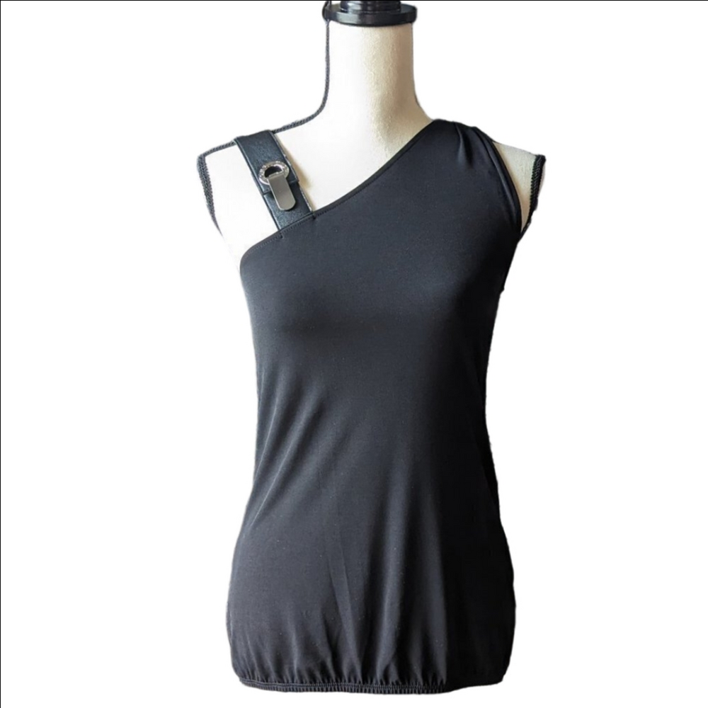 MICHAEL Michael Kors XS black sleeveless top with black strap buckle detail